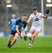 28 January 2023; Brian Fenton of Dublin in action against Kevin O’Callaghan of Kildare during the Allianz Football League Division 2 match between Dublin and Kildare at Croke Park in Dublin. Photo by Stephen Marken/Sportsfile
