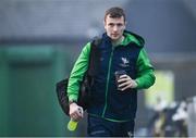 28 January 2023; Connacht captain Jack Carty arrives before the United Rugby Championship match between Connacht and Emirates Lions at The Sportsground in Galway. Photo by Seb Daly/Sportsfile