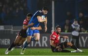 28 January 2023; Harry Byrne of Leinster is tackled by Ben Thomas of Cardiff during the United Rugby Championship match between Leinster and Cardiff at RDS Arena in Dublin. Photo by Harry Murphy/Sportsfile