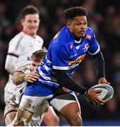 27 January 2023; Juan de Jongh of DHL Stormers is tackled by Stewart Moore of Ulster during the United Rugby Championship match between Ulster and DHL Stormers at Kingspan Stadium in Belfast. Photo by Ramsey Cardy/Sportsfile