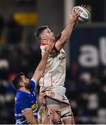 27 January 2023; Sam Carter of Ulster wins possession in the lineout during the United Rugby Championship match between Ulster and DHL Stormers at Kingspan Stadium in Belfast. Photo by Ramsey Cardy/Sportsfile