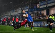28 January 2023; Dave Kearney of Leinster is tackled by Owen Lane of Cardiff during the United Rugby Championship match between Leinster and Cardiff at RDS Arena in Dublin. Photo by Brendan Moran/Sportsfile