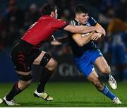 28 January 2023; Ben Brownlee of Leinster is tackled by James Ratti of Cardiff during the United Rugby Championship match between Leinster and Cardiff at RDS Arena in Dublin. Photo by Harry Murphy/Sportsfile