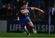 28 January 2023; Liam Turner of Leinster makes a break on his way to scoring his side's sixth try during the United Rugby Championship match between Leinster and Cardiff at RDS Arena in Dublin. Photo by Ben McShane/Sportsfile