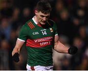28 January 2023; James Carr of Mayo celebrates scoring his side's first goal during the Allianz Football League Division 1 match between Mayo and Galway at Hastings Insurance MacHale Park in Castlebar, Mayo. Photo by Piaras Ó Mídheach/Sportsfile