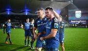 28 January 2023; Ross Molony and Will Connors of Leinster after their side's victory in the United Rugby Championship match between Leinster and Cardiff at RDS Arena in Dublin. Photo by Harry Murphy/Sportsfile