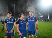 28 January 2023; Tadgh McElroy and Will Connors of Leinster after their side's victory in the United Rugby Championship match between Leinster and Cardiff at RDS Arena in Dublin. Photo by Harry Murphy/Sportsfile
