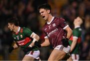 28 January 2023; Seán Kelly of Galway celebrates after scoring his side's second goal during the Allianz Football League Division 1 match between Mayo and Galway at Hastings Insurance MacHale Park in Castlebar, Mayo. Photo by Piaras Ó Mídheach/Sportsfile