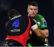 28 January 2023; Tom Farrell of Connacht is tackled by Willem Alberts of Emirates Lions during the United Rugby Championship match between Connacht and Emirates Lions at The Sportsground in Galway. Photo by Seb Daly/Sportsfile