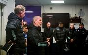 28 January 2023; Leinster senior coach Stuart Lancaster speaks in the dressing room after the United Rugby Championship match between Leinster and Cardiff at RDS Arena in Dublin. Photo by Harry Murphy/Sportsfile