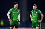 28 January 2023; Leva Fifita, left, and Jack Carty of Connacht during the United Rugby Championship match between Connacht and Emirates Lions at The Sportsground in Galway. Photo by Seb Daly/Sportsfile