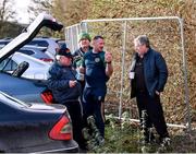 29 January 2023; Meath supporters, from left, Jimmy McNally, Ollie Lynch, Stephen McNally and Nick Dempsey, from Trim, enjoy some refreshments in the car park before the Allianz Football League Division 2 match between Cork and Meath at Páirc Ui Chaoimh in Cork. Photo by Piaras Ó Mídheach/Sportsfile