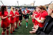 29 January 2023; Combined Provinces XV are applauded by WRU Development XV after the Celtic Challenge 2023 match between Welsh Development XV and Combined Provinces XV at Cardiff Arms Park in Cardiff, Wales. Photo by Gareth Everett/Sportsfile