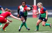 29 January 2023; Linda Djougang of Combined Provinces XV in action against Abbie Fleming of WRU Development XV during the Celtic Challenge 2023 match between Welsh Development XV and Combined Provinces XV at Cardiff Arms Park in Cardiff, Wales. Photo by Gareth Everett/Sportsfile
