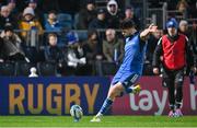 28 January 2023; Harry Byrne of Leinster kicks a conversion during the United Rugby Championship match between Leinster and Cardiff at RDS Arena in Dublin. Photo by Brendan Moran/Sportsfile