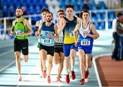 29 January 2023; Marcus Clarke of Ratoath AC, Dublin, 813, leads the field in the Men's Senior 1500m during the 123.ie AAI Indoor Games at the TUS International arena in Athlone, Westmeath. Photo by Ben McShane/Sportsfile