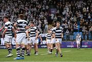 29 January 2023; Ivor Cuddy of Belvedere College, right, celebrates a penalty during the Bank of Ireland Leinster Rugby Schools Senior Cup First Round match between St Michael’s College and Belvedere College at Energia Park in Dublin. Photo by Harry Murphy/Sportsfile