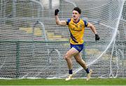 29 January 2023; Ben O’Carroll of Roscommon celebrates after scoring his side's third goal during the Allianz Football League Division 1 match between Roscommon and Tyrone at Dr Hyde Park in Roscommon. Photo by Seb Daly/Sportsfile