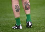 29 January 2023; Tattoos on the legs of Meath nutritionist Richard Kelly at the Allianz Football League Division 2 match between Cork and Meath at Páirc Ui Chaoimh in Cork. Photo by Piaras Ó Mídheach/Sportsfile