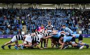 29 January 2023; A general view of a scrum during the Bank of Ireland Leinster Rugby Schools Senior Cup First Round match between St Michael’s College and Belvedere College at Energia Park in Dublin. Photo by Harry Murphy/Sportsfile