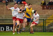 29 January 2023; Enda Smith of Roscommon in action against Peter Harte of Tyrone during the Allianz Football League Division 1 match between Roscommon and Tyrone at Dr Hyde Park in Roscommon. Photo by Seb Daly/Sportsfile
