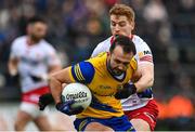 29 January 2023; Donie Smith of Roscommon in action against Peter Harte of Tyrone during the Allianz Football League Division 1 match between Roscommon and Tyrone at Dr Hyde Park in Roscommon. Photo by Seb Daly/Sportsfile