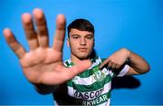 28 January 2023; Justin Ferizaj poses for a portrait during a Shamrock Rovers squad portrait session at Roadstone Group Sports Club in Dublin. Photo by Stephen McCarthy/Sportsfile