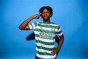 28 January 2023; Gideon Tetteh poses for a portrait during a Shamrock Rovers squad portrait session at Roadstone Group Sports Club in Dublin. Photo by Stephen McCarthy/Sportsfile