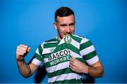 28 January 2023; Aaron Greene poses for a portrait during a Shamrock Rovers squad portrait session at Roadstone Group Sports Club in Dublin. Photo by Stephen McCarthy/Sportsfile