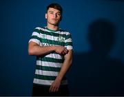 28 January 2023; Justin Ferizaj poses for a portrait during a Shamrock Rovers squad portrait session at Roadstone Group Sports Club in Dublin. Photo by Stephen McCarthy/Sportsfile