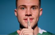 28 January 2023; Liam Burt poses for a portrait during a Shamrock Rovers squad portrait session at Roadstone Group Sports Club in Dublin. Photo by Stephen McCarthy/Sportsfile