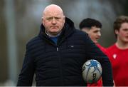 30 January 2023; Presentation College Bray Director of Rugby Bernard Jackman before the Bank of Ireland Leinster Rugby Schools Senior Cup First Round match between Blackrock College and Presentation College Bray at Energia Park in Dublin. Photo by Ramsey Cardy/Sportsfile