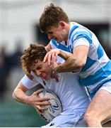 30 January 2023; Dylan Henry of Presentation College Bray is tackled by James O'Sullivan of Blackrock College during the Bank of Ireland Leinster Rugby Schools Senior Cup First Round match between Blackrock College and Presentation College Bray at Energia Park in Dublin. Photo by Ramsey Cardy/Sportsfile