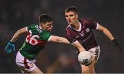 28 January 2023; Paul Kelly of Galway in action against Bob Tuohy of Mayo during the Allianz Football League Division 1 match between Mayo and Galway at Hastings Insurance MacHale Park in Castlebar, Mayo. Photo by Piaras Ó Mídheach/Sportsfile