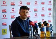 31 January 2023; Hugo Keenan during Ireland rugby squad media conference at the Campus in Quinta da Lago, Portugal. Photo by Harry Murphy/Sportsfile