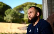 31 January 2023; Jamison Gibson-Park speaks to media during Ireland rugby squad media conference at the Campus in Quinta da Lago, Portugal. Photo by Harry Murphy/Sportsfile