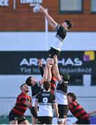 31 January 2023; Ruairi Munnelly of Newbridge College wins possession in the lineout during the Bank of Ireland Leinster Rugby Schools Senior Cup First Round match between Newbridge College and Kilkenny College at Energia Park in Dublin. Photo by Ben McShane/Sportsfile