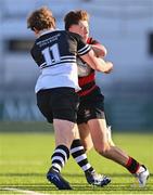 31 January 2023; Jack Campion of Kilkenny College is tackled by Adam Larkin Smithers of Newbridge College during the Bank of Ireland Leinster Rugby Schools Senior Cup First Round match between Newbridge College and Kilkenny College at Energia Park in Dublin. Photo by Ben McShane/Sportsfile