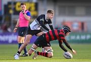 31 January 2023; Harry Peavoy of Kilkenny College dives for a loose ball ahead of Glenn O'Rourke of Kilkenny College during the Bank of Ireland Leinster Rugby Schools Senior Cup First Round match between Newbridge College and Kilkenny College at Energia Park in Dublin. Photo by Ben McShane/Sportsfile