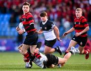 31 January 2023; Sean Naughton of Kilkenny College is tackled by Paddy Taylor of Newbridge College during the Bank of Ireland Leinster Rugby Schools Senior Cup First Round match between Newbridge College and Kilkenny College at Energia Park in Dublin. Photo by Ben McShane/Sportsfile
