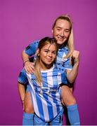 30 January 2023; Amber Cosgrove, left, and Michelle Doonan pose for a portrait during a DLR Waves squad portrait session at Beckett Park in Cherrywood, Dublin. Photo by Stephen McCarthy/Sportsfile