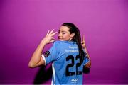30 January 2023; Eve O'Brien poses for a portrait during a DLR Waves squad portrait session at Beckett Park in Cherrywood, Dublin. Photo by Stephen McCarthy/Sportsfile