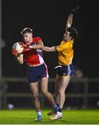 31 January 2023; Alan Walsh of MTU Cork in action against Jamie Grant of DCU Dóchas Éireann during the HE GAA Sigerson Cup Quarter Final match between DCU Dóchas Éireann and MTU Cork at Dublin City University Sportsgrounds in Dublin. Photo by Ben McShane/Sportsfile