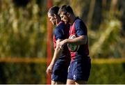 1 February 2023; Ross Byrne, right, and Jonathan Sexton during Ireland rugby squad training at The Campus in Quinta da Lago, Portugal. Photo by Harry Murphy/Sportsfile