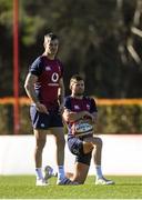 1 February 2023; Jonathan Sexton, left, and Ross Byrne during Ireland rugby squad training at The Campus in Quinta da Lago, Portugal. Photo by Harry Murphy/Sportsfile