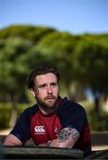 1 February 2023; Mack Hansen during Ireland rugby media conference at The Campus in Quinta da Lago, Portugal. Photo by Harry Murphy/Sportsfile