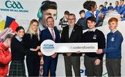 1 February 2023; Uachtarán Chumann Lúthchleas Gael Larry McCarthy, third from right, with, from left, Aoibhinn O'Meara from Maynooth Post Primary, Zoe Ellingstad from Colaiste Muire Ennis, GAA National Future Leaders Coordinator Eoghan Hanley, Ryan Brady from Virginia College, Seamus Hennelly from Gort Community School, during a GAA PDST Future Leaders promotion event at Croke Park in Dublin. Photo by Sam Barnes/Sportsfile
