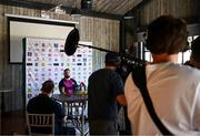 1 February 2023; Andrew Porter speaks to media during Ireland rugby media conference at The Campus in Quinta da Lago, Portugal. Photo by Harry Murphy/Sportsfile