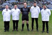 22 January 2023; Referee Johnny Murphy with his umpires before the AIB GAA Hurling All-Ireland Senior Club Championship Final match between Shamrocks Ballyhale of Kilkenny and Dunloy Cúchullain's of Antrim at Croke Park in Dublin. Photo by Piaras Ó Mídheach/Sportsfile