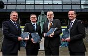 2 February 2023; In attendance during the GAA Annual Report Launch are, from left, Croke Park Stadium Director Peter McKenna, Ard Stiúrthóir of the GAA Tom Ryan, Uachtarán Chumann Lúthchleas Gael Larry McCarthy and GAA director of finance Ger Mulryan at Croke Park in Dublin. Photo by Sam Barnes/Sportsfile